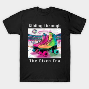 1980s Era Roller Skates Gliding Through the Disco Era, 80s skating T-Shirt